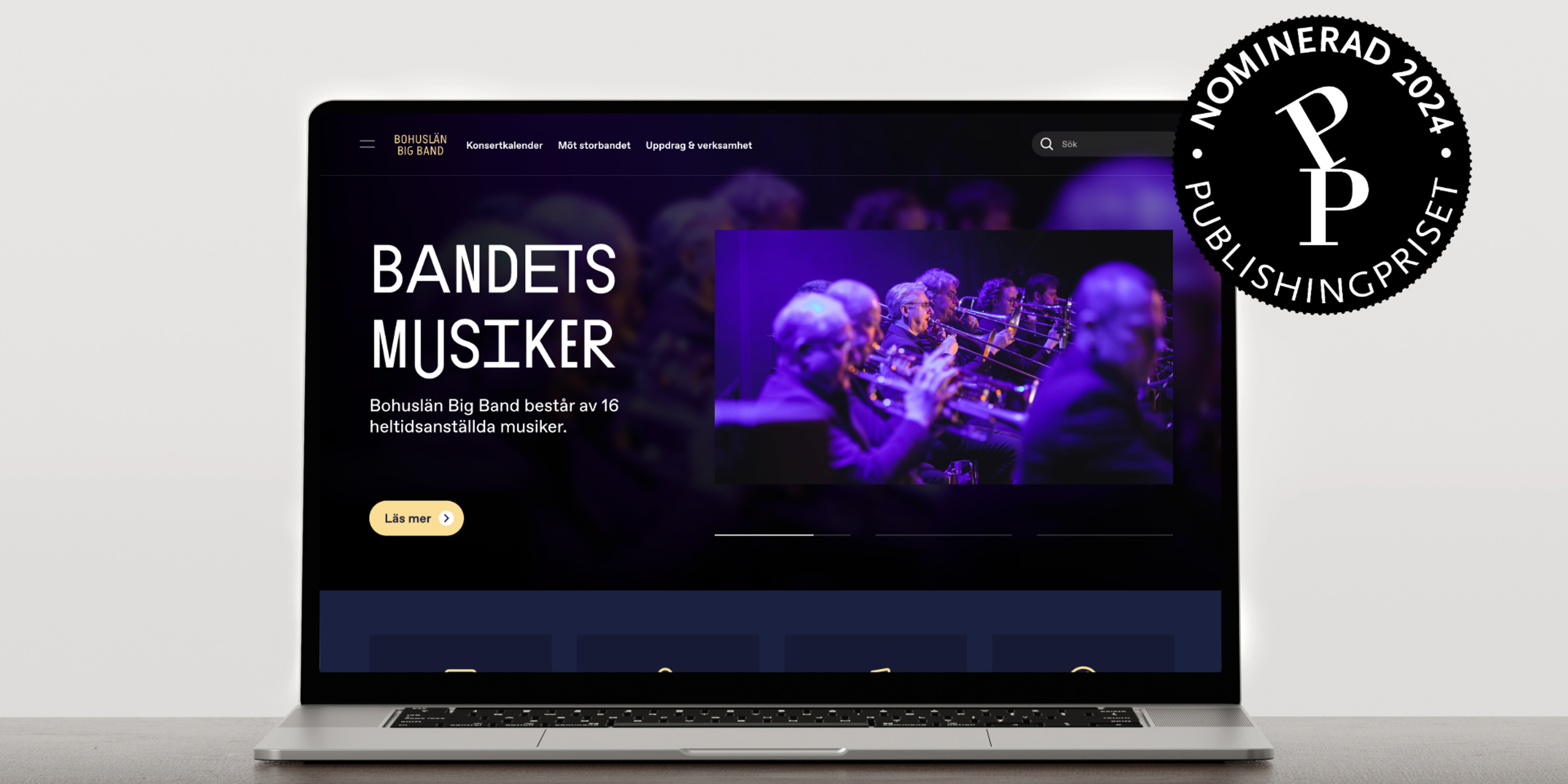 Dator som visar Bohuslän Big Bands webbplats.